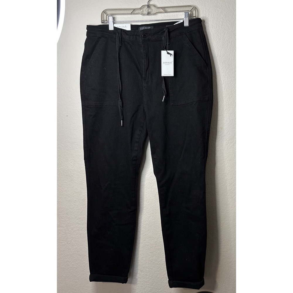 Judy Blue High Waist Black Jogger Straight Leg Boyfriend Stretch Jean Sz 15/32